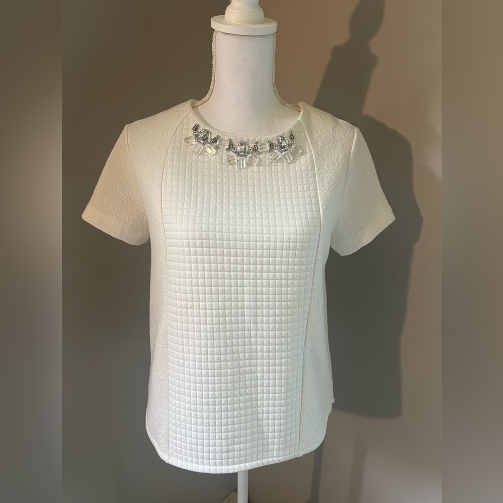 Ann Taylor Jeweled Textured Top